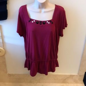RQT pink purple cold shoulder top size XL